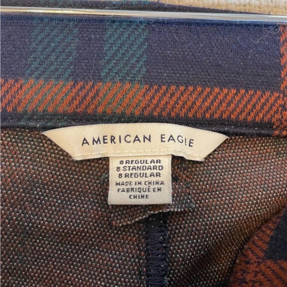 American Eagle Knit Flare Plaid Pants Size 8 - Picture 4 of 5